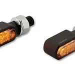 Clignotants LED CNC HIGHSIDER Little Bronx, noir, verre teinté, homologué E, paire