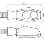 Clignotants LED CNC HIGHSIDER Little Bronx, noir, verre teinté, homologué E, paire
