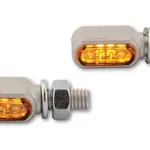 Clignotants LED CNC HIGHSIDER Little Bronx, argent, verre teinté, homologués E, la paire