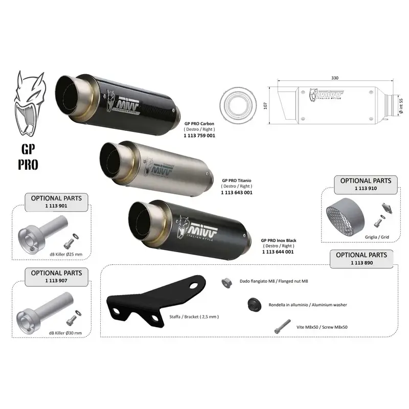 Silencieux universel MIVV GP Pro - côté droit