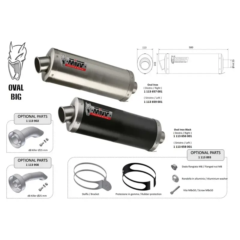 Silencieux universel MIVV Oval Big - côté gauche