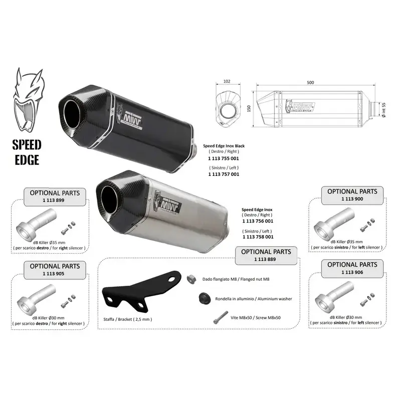 Silencieux universel MIVV Speed Edge - côté droit