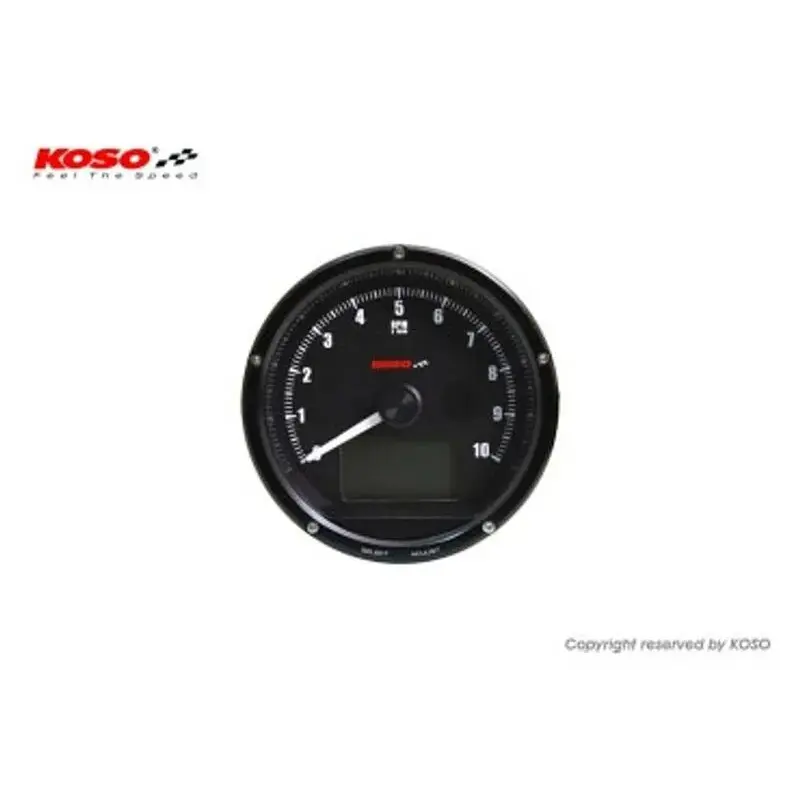 Tachymètre et compteur de vitesse KOSO Face noire max 10000 RPM // max 360km/h (avec shiftlight)